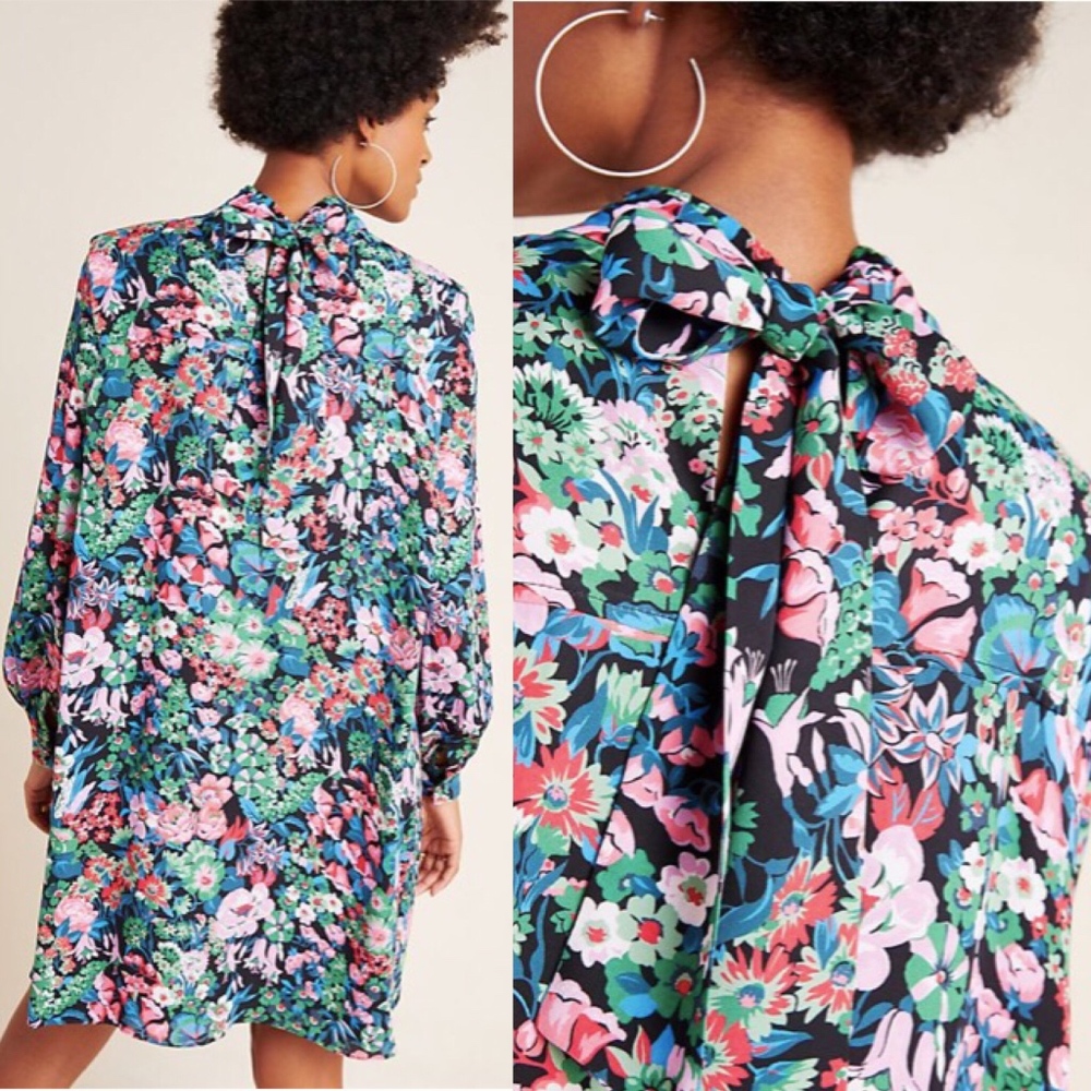 Anthropologie Tamara Floral Mock Neck Dress Size S - Picture 2 of 5
